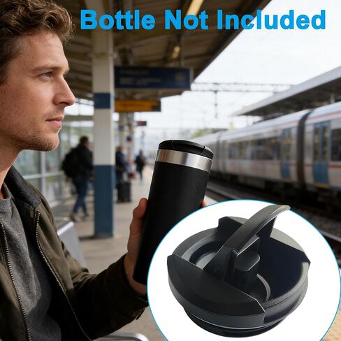 غطاء بديل متوافق مع زجاجة ستانلي AeroLight سعة 12 أونصة 16 أونصة 20 أونصة، قفل من خلال الغطاء العلوي، غطاء زجاجة مياه مانع للتسرب، قطعتان باللون الأسود in Kuwait