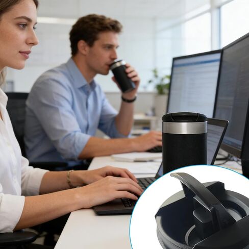 غطاء بديل متوافق مع زجاجة ستانلي AeroLight سعة 12 أونصة 16 أونصة 20 أونصة، قفل من خلال الغطاء العلوي، غطاء زجاجة مياه مانع للتسرب، قطعتان باللون الأسود in Kuwait