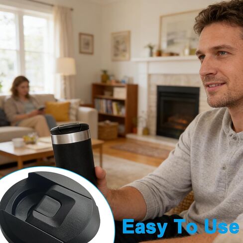 غطاء بديل متوافق مع زجاجة ستانلي AeroLight سعة 12 أونصة 16 أونصة 20 أونصة، قفل من خلال الغطاء العلوي، غطاء زجاجة مياه مانع للتسرب، قطعتان باللون الأسود in Kuwait