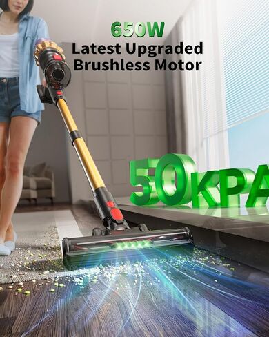 Cordless Vacuum Cleaner, 650W 50KPa 70-Min Runtime Stick Vacuum, Self-Standing Lightweight Vacuum for Home, Pet Hair, Hardwood Floors, Carpet, Stairs & Car, LED Display in Saudi Arabia