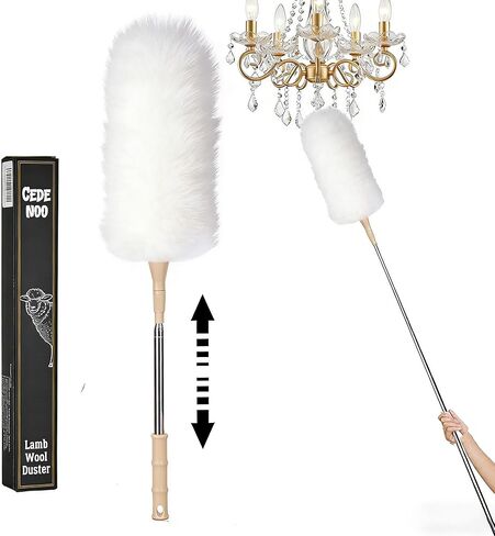 Cedenoo Lambswool Duster Extendable 22–55 Inch Natural Wool Duster with Flexible Head for Ceilings Furniture Blinds Electronics Washable Reusable in Saudi Arabia