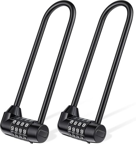 2 Pieces 6 Inch Long Shackle Combination Lock 4 Digit Combination Padlock with Resettable Code Waterproof for Gates, Fences, Cabinets, Shed, Dumpster, Outdoor Security, Black in Saudi Arabia