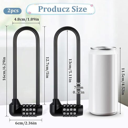 2 Pieces 6 Inch Long Shackle Combination Lock 4 Digit Combination Padlock with Resettable Code Waterproof for Gates, Fences, Cabinets, Shed, Dumpster, Outdoor Security, Black in Saudi Arabia