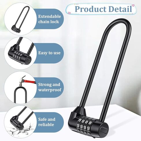 2 Pieces 6 Inch Long Shackle Combination Lock 4 Digit Combination Padlock with Resettable Code Waterproof for Gates, Fences, Cabinets, Shed, Dumpster, Outdoor Security, Black in Saudi Arabia
