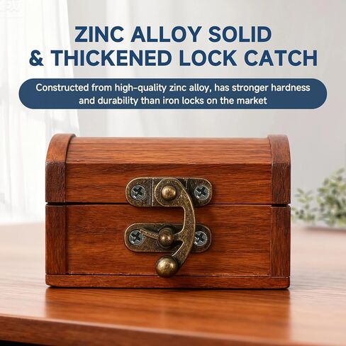 24 قطعة من المزالج الصلبة السميكة، خطافات أقفال، مزالج زخرفية عتيقة مع براغي لباب الخزانة الخشبي لصندوق المجوهرات، بوابة باب القطط، سبائك الزنك (برونزية-24 قطعة) in Kuwait