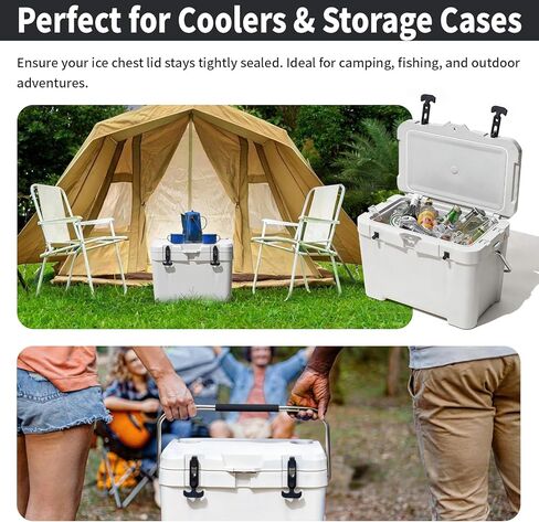 مزلاج سحب بمقبض على شكل حرف T من Lolink، مزالج مطاطية لصندوق الأدوات، المبرد، صندوق الثلج، عربة الجولف أو غطاء الآلة الهندسية (أسود، قطعتان) in Kuwait