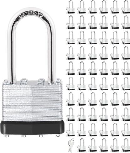 6Pcs Padlocks with Same Keys,Laminated Steel Black Silver(1-9/16",40mm),Long Shackle for Sheds,Gates,Fences,Toolbox,Outdoor and Indoor Use in Saudi Arabia