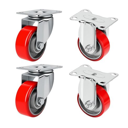 3 Inch Caster,Heavy Duty Caster Wheels Set of 4,Load 1400 Lbs,Polyurethane Steel Wheels,Noiseless Swivel Casters for Trolleys,Furniture,Toolboxes(2Swivel&2Rigid) in Saudi Arabia