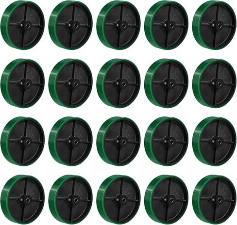 عجلات شديدة التحمل مقاس 5 × 2 بوصة، من مادة البولي يوريثين على عجلة من الحديد الزهر، مجموعة من عجلتين صناعيتين بديلتين لصندوق أدوات العربة (عجلتان، أخضر) in Kuwait