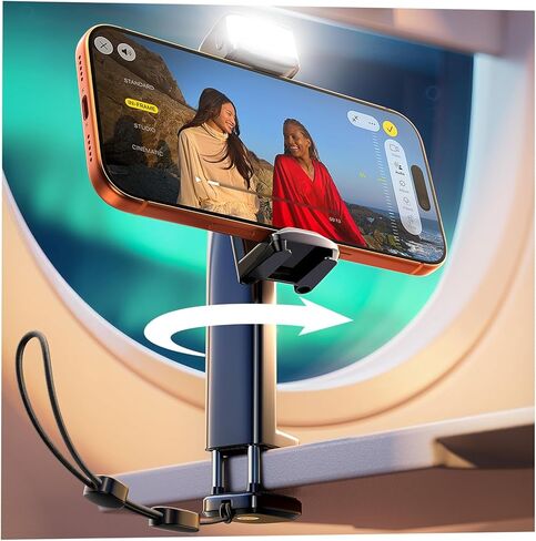 LISEN Best Airplane Tech Gadgets Tech Accessories Airplane Phone Holder (LED Light) Travel Essentials for Flying Gifts for Women Her Long Flight Travel Accessories for Women Men Selfie Photography in Saudi Arabia
