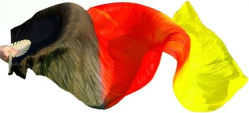 Belly Dance Fans Women Belly Dancing Fan Veils Gradient Color Dancer Practice Imitation Silk Fan 1pair Long 120/150/180cm 9,1 pair-150x90cm in Saudi Arabia