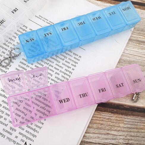 3 Pcs Pill Box, 7 Day Time a Day Pill Dispenser Storage Case Portable Medicine Storage Box Travel Pill Boxes Tablet Box(Blue,Pink,Transparent) in Saudi Arabia
