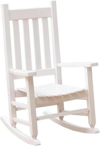 Kid Rocking Chairs ChildToddler Small Baby Wooden Comfy Rocker Chairs Furniture for Nursery Bedroom Livingroom Outdoor Reading Room, Ages 6-10, White in Saudi Arabia