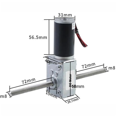 DC12V 24V DC Worm Geared Motor with Self-Locking Adjustable Speed and Reversible M8 Double Shaft with Fange Speed 12 to 470RPM(160 RPM,12V) in Saudi Arabia