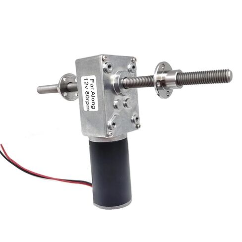 DC12V 24V DC Worm Geared Motor with Self-Locking Adjustable Speed and Reversible M8 Double Shaft with Fange Speed 12 to 470RPM(160 RPM,12V) in Saudi Arabia