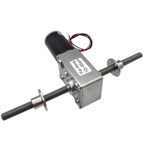 DC12V 24V DC Worm Geared Motor with Self-Locking Adjustable Speed and Reversible M8 Double Shaft with Fange Speed 12 to 470RPM(160 RPM,12V) in Saudi Arabia