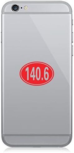 Pair of Oval 140.6 Cell Phone Stickers Mobile Triathlon - Red in Saudi Arabia