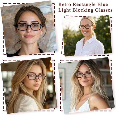 نظارات JATEBI Retro Blue Light للنساء 3 عبوات - نظارات كمبيوتر مستطيلة مضادة لإجهاد العين، نظارات زرقاء تحجب الضوء الأزرق بدون وصفة طبية in Saudi Arabia