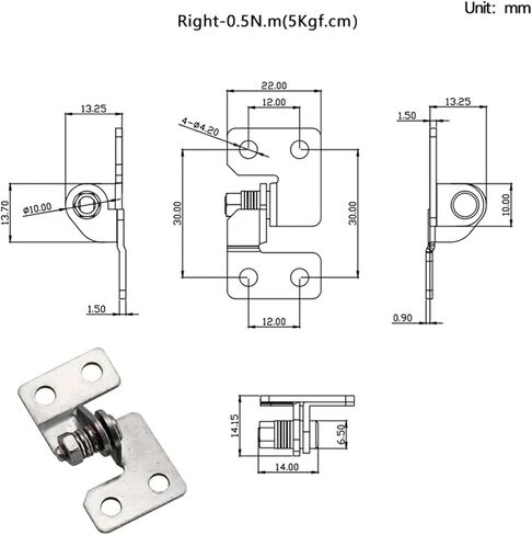 Stainless Steel Adjustable Torque Hinges Stop Positioning 1Pcs(Right-0.5N.m) in Saudi Arabia
