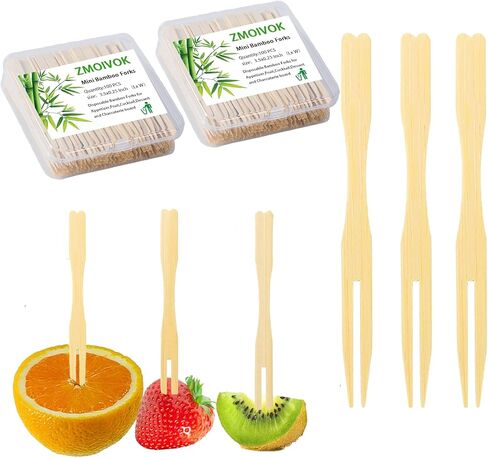 100pcs Bamboo Forks Appetizer Forks,3.5 Inch Charcuterie Food Mini Forks, Disposable Small Wooden Forks for Fruit Dessert Parties Cocktail Fork (100) in Saudi Arabia