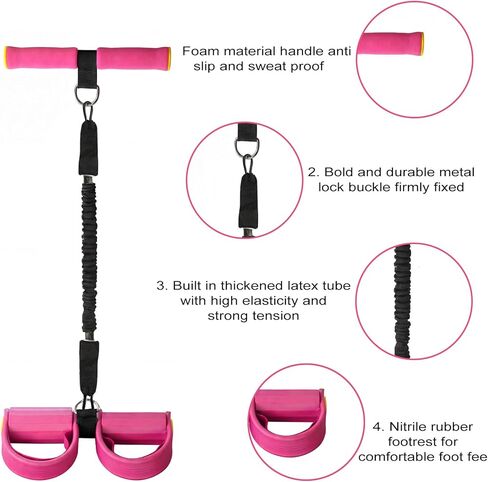 Upgraded Pedal Resistance Band with Handle - Fashion Puller Exercise Tool, Thickened Built-in Latex Tube Pedal Resistance Device & Soft Nitrile Rubber Anti-Slip Footrest for The Core/Arms in Saudi Arabia
