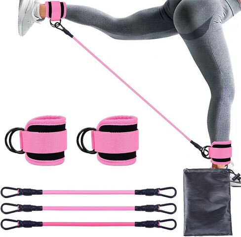 Ankle Resistance Bands with Cuffs Set, Ankle Bands for Working Out, Exercise Bands for Legs and Butt, Workout Equipment for Fitness Training, Ankle Straps for Women in Saudi Arabia