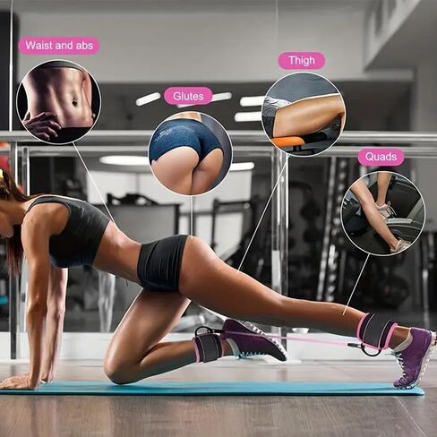 Ankle Resistance Bands with Cuffs Set, Ankle Bands for Working Out, Exercise Bands for Legs and Butt, Workout Equipment for Fitness Training, Ankle Straps for Women in Saudi Arabia