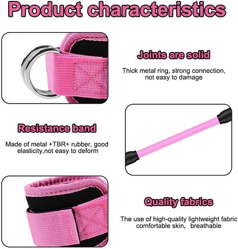 Ankle Resistance Bands with Cuffs Set, Ankle Bands for Working Out, Exercise Bands for Legs and Butt, Workout Equipment for Fitness Training, Ankle Straps for Women in Saudi Arabia