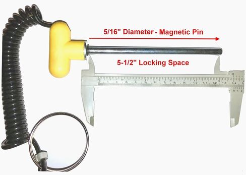 (Pack of 4) Pin, Tensile | 5 /16" Dia - 4 1/4" Locking Space | MAGNETIC Universal Weight Stack Replacement SELECTOR KEY - DETENT Hitch PINS - YELLOW T Handle Knob w/ reinforced steel wire Lanyard in Saudi Arabia