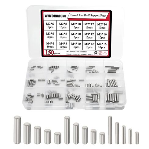 WMYCONGCONG 150 PCS Dowel Pin Shelf Support Pegs M2 M3 M4 Stainless Steel Shelf Support Pin Fasten Elements Dowel Pins Assortment 15 Sizes in Saudi Arabia
