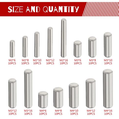 WMYCONGCONG 150 PCS Dowel Pin Shelf Support Pegs M2 M3 M4 Stainless Steel Shelf Support Pin Fasten Elements Dowel Pins Assortment 15 Sizes in Saudi Arabia