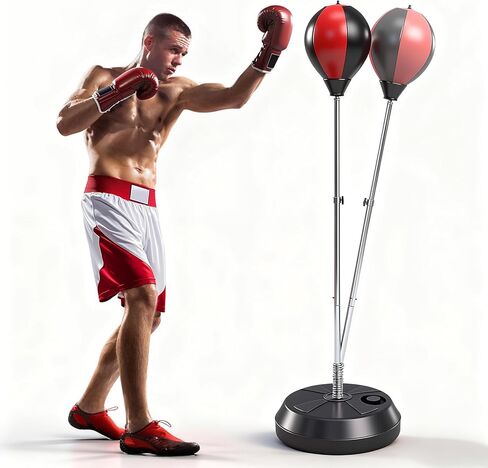 Punching Bag with Stand, Boxing Bag for Teens & Adults- Features a Super-Fast Bounce to Improve Speed, Reflexes and Endurance - Height-Adjustable Speed Bag with Stand and Safety Suction Cups in Kuwait