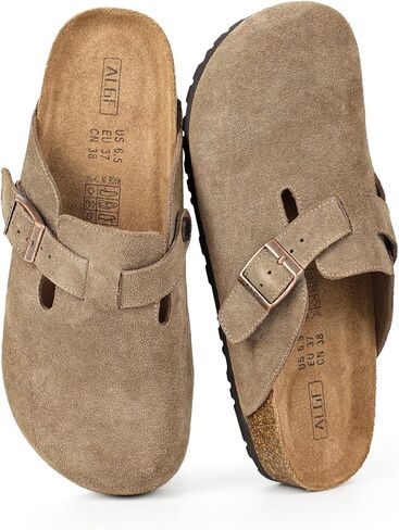 Women’s Genuine Suede Clogs for Women Slip-On Buckle Slides Women's Mules & Clogs Natural Rubber Cork Footbed Sandals Potato Shoes with Arch Support in Saudi Arabia