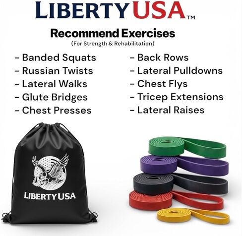 أحزمة مقاومة LibertyUSA، أربطة مساعدة للسحب - أربطة للتمرين، أربطة للتمرين، أربطة مطاطية للتمرين، اللياقة البدنية، التدريب، العلاج الطبيعي للرجال والنساء in Saudi Arabia