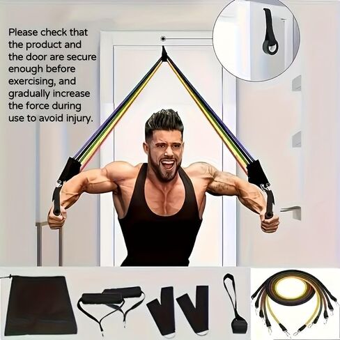 11PCS Resistance Band Set with Foam Handles, Multi-Level Elastic Tubes, for Full-Body Shaping Home Workouts in Saudi Arabia