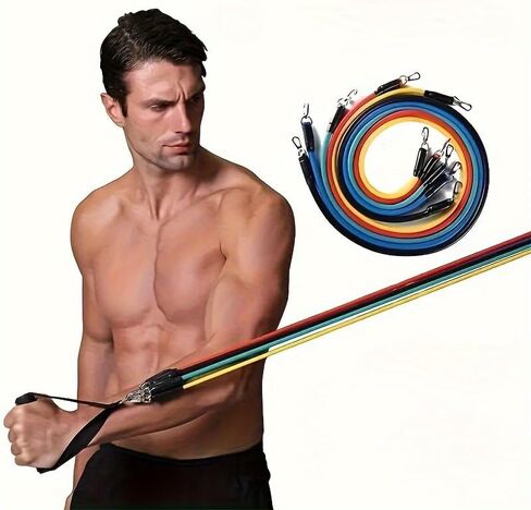 11PCS Resistance Band Set with Foam Handles, Multi-Level Elastic Tubes, for Full-Body Shaping Home Workouts in Saudi Arabia