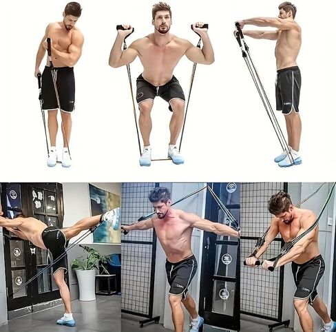 11PCS Resistance Band Set with Foam Handles, Multi-Level Elastic Tubes, for Full-Body Shaping Home Workouts in Saudi Arabia