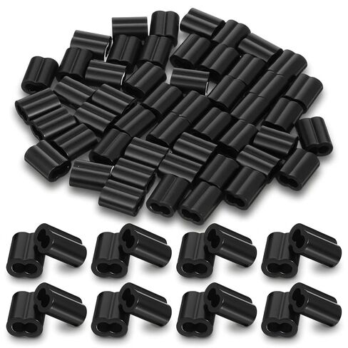 50 Pcs 1/16" Aluminum Crimping Loop Sleeve, Double Barrel Cable Crimps Ferrule Black Wire Rope Sleeves for Crimping End Fix in Saudi Arabia