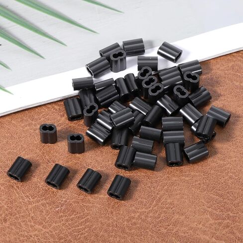 50 Pcs 1/16" Aluminum Crimping Loop Sleeve, Double Barrel Cable Crimps Ferrule Black Wire Rope Sleeves for Crimping End Fix in Saudi Arabia