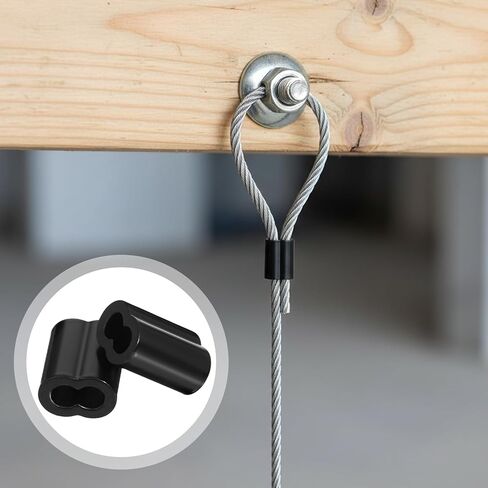 50 Pcs 1/16" Aluminum Crimping Loop Sleeve, Double Barrel Cable Crimps Ferrule Black Wire Rope Sleeves for Crimping End Fix in Saudi Arabia