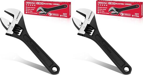 مفتاح ربط صغير قابل للتعديل مقاس 10.16 سم من SEDY، مفتاح فك عريض صغير الدقة بمقياس بوصة/متري، أداة أكسيد أسود من الفولاذ المضغوط Cr-V لإصلاح السيارات والمنزلية والمنزلية in Kuwait