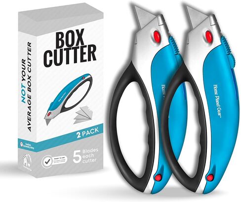 Box Cutter Retractable Utility Knife - Heavy Duty Box Cutter Knife Cardboard Cutter - Box Opener Razor Blades Utility Knife - Box Knife Carpet Cutter with 5 Sharp Blades in Saudi Arabia
