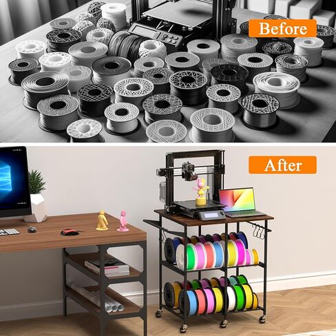 3D Printer Table with Filaments Storage, 360 Rolling Spool Holder with Wheels, Large Capacity 3D Printer Stand Filament Storage Rack for PLA/ABS/TPU, Filament Storage Rack for Workshop Studio Office in Saudi Arabia