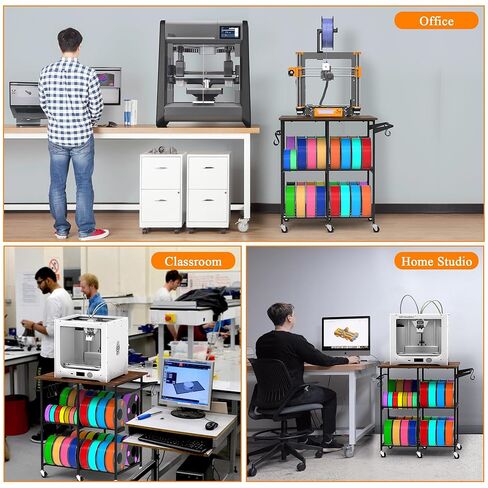 3D Printer Table with Filaments Storage, 360 Rolling Spool Holder with Wheels, Large Capacity 3D Printer Stand Filament Storage Rack for PLA/ABS/TPU, Filament Storage Rack for Workshop Studio Office in Saudi Arabia