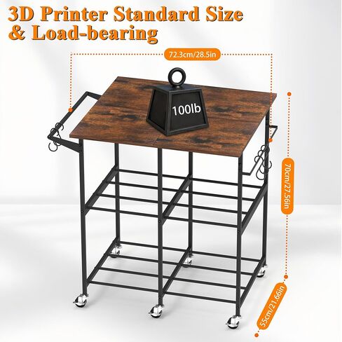 3D Printer Table with Filaments Storage, 360 Rolling Spool Holder with Wheels, Large Capacity 3D Printer Stand Filament Storage Rack for PLA/ABS/TPU, Filament Storage Rack for Workshop Studio Office in Saudi Arabia