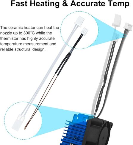 Bamboo Lab x1 x1c Hotend Complete Kit for x1 Series 3D Printer, Full Assembly Blue Hot End with Fan, Thermistor, 0.4mm Hardened Steel Nozzle+2pcs 0.4mm Bimetallic Nozzle in Saudi Arabia