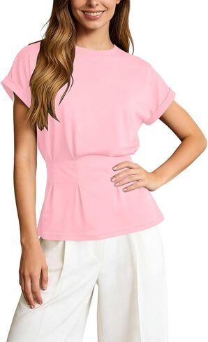 Short Sleeve T Shirts for Women Crew Neck Trendy Summer Top Casual Beach Vacation 2026 Blouses Tee Going Out Shirt Top in Saudi Arabia