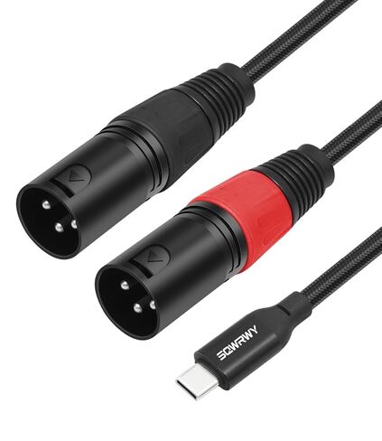كابل صوت USB C إلى Dual XLR ذكر بطول 3.3 قدم، كابل ستيريو من النوع C إلى 2 XLR Y-Splitter للهواتف الذكية والكمبيوتر المحمول والكمبيوتر اللوحي إلى مكبر الصوت النشط وخلاط الصوت ومكبر الصوت | متوافق مع أنظمة التشغيل Windows، وmacOS، وiOS، وAndroid in Kuwait