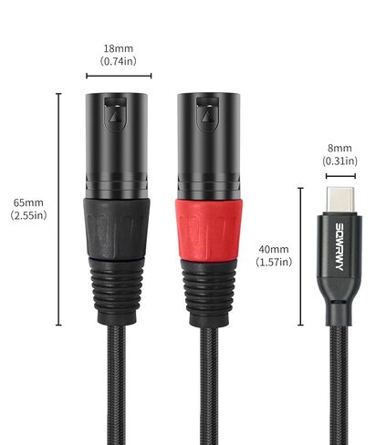 كابل صوت USB C إلى Dual XLR ذكر بطول 3.3 قدم، كابل ستيريو من النوع C إلى 2 XLR Y-Splitter للهواتف الذكية والكمبيوتر المحمول والكمبيوتر اللوحي إلى مكبر الصوت النشط وخلاط الصوت ومكبر الصوت | متوافق مع أنظمة التشغيل Windows، وmacOS، وiOS، وAndroid in Kuwait