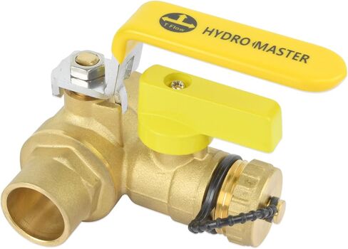 صمام كروي بمنفذ كامل للعرق 3/4 بوصة من HYDRO MASTER مع تصريف ومقبض قابل للعكس، نحاس خالٍ من الرصاص، تدفق T 3/4 بوصة، اتصال للعرق in Kuwait